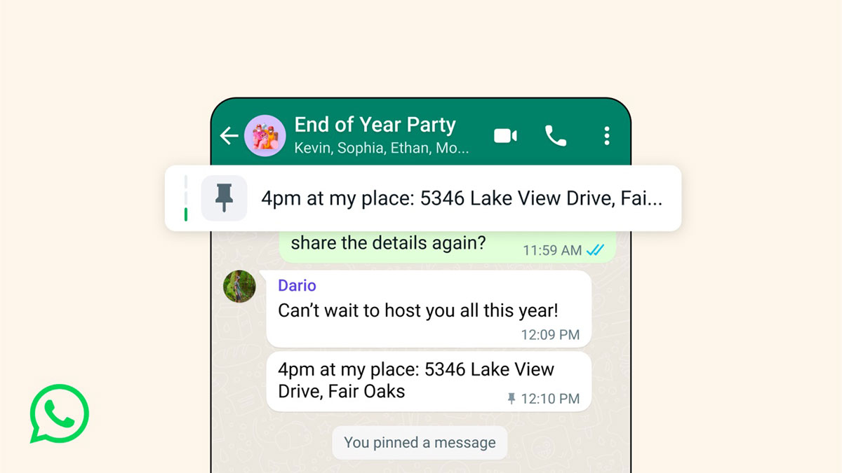 واتس‌اپ امکان پین کردن سه پیام را برای همه کاربران خود فراهم کرد